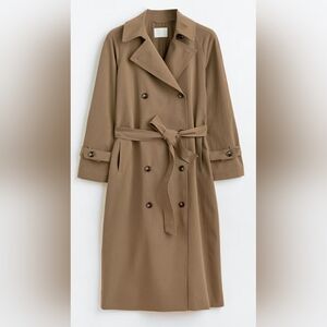 M H&M Double Breasted Trench Coat 'Dark Beige' Size Medium